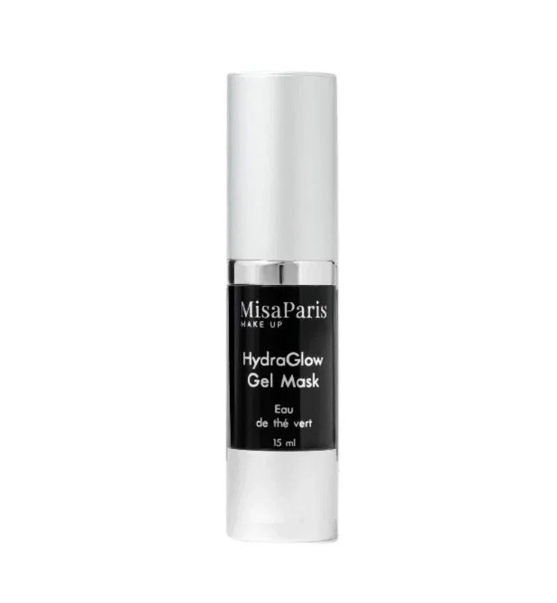 MisaParis HydraGlow Gel Mask with green tea water in silver and black 15ml bottle