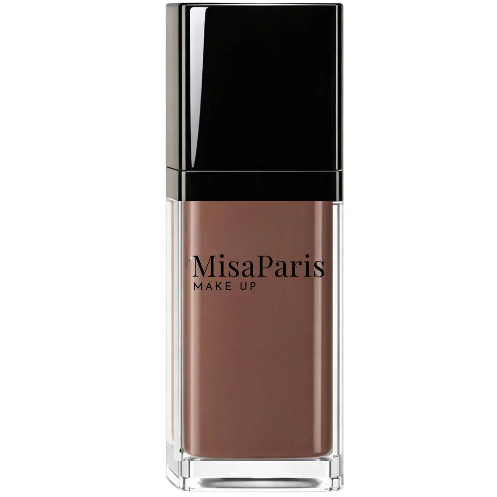 MisaParis Makeup longwear foundation bottle with sleek black cap and brown formula
