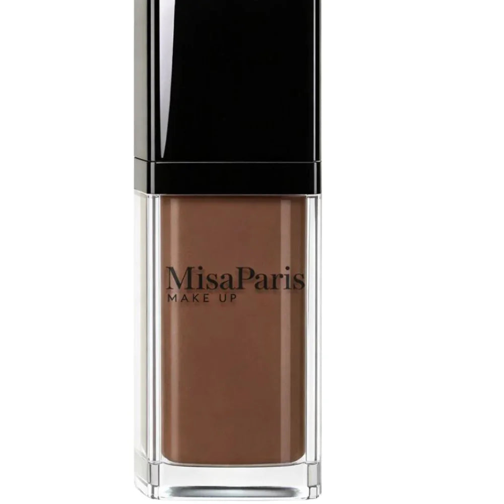 MisaParis Makeup longwear foundation in a sleek glass bottle with black cap