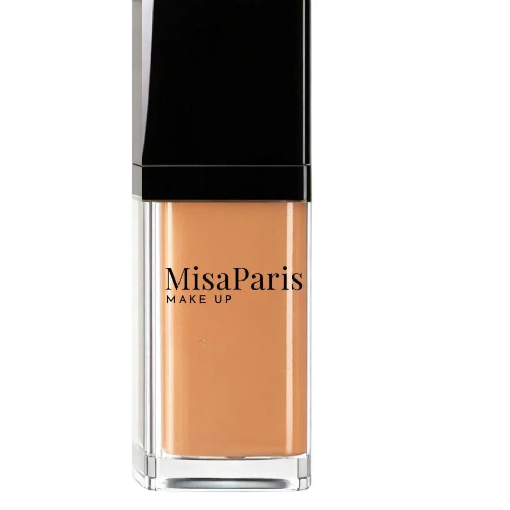 MisaParis Makeup longwear foundation bottle with black cap and beige liquid