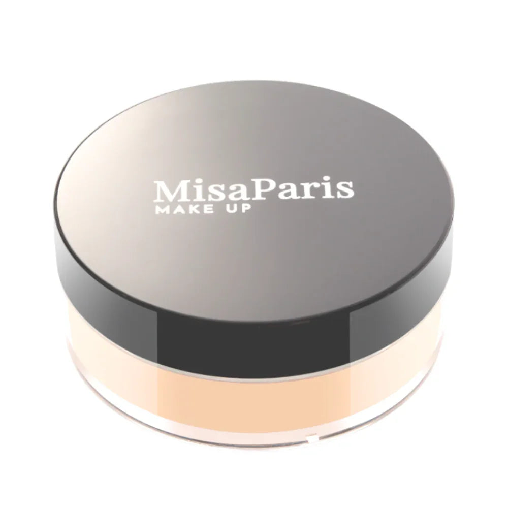 MisaParis Makeup loose powder with black lid, clean beauty Parisian cosmetics